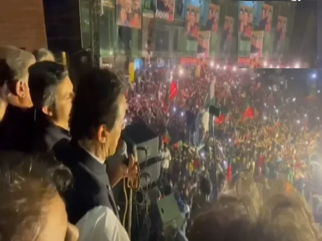 Imran khan speech during long march Photo File 640x480
